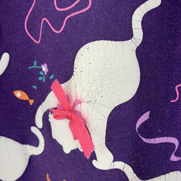 Vtg Women’s Large Cat Lady Collared Tshirt Colorful  Boho Grunge Purple Kittens - Picture 3 of 9